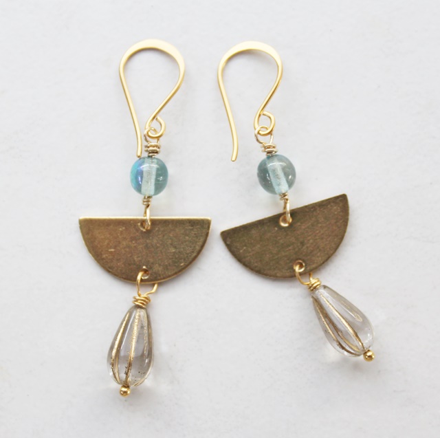 Czech Glass & Brass Earrings - The Brenda Earrings