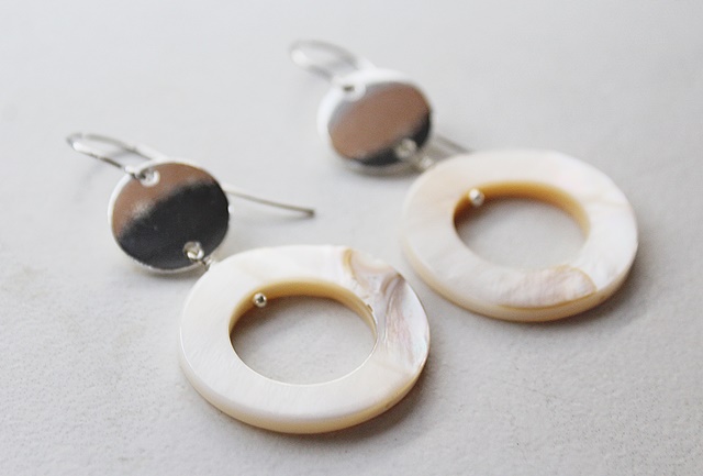 Mother of Pearl and Silver Earrings - The O Earrings