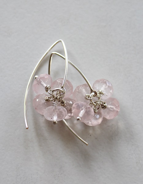Rose Quartz and Sterling Silver Earrings - The Paulina Earrings