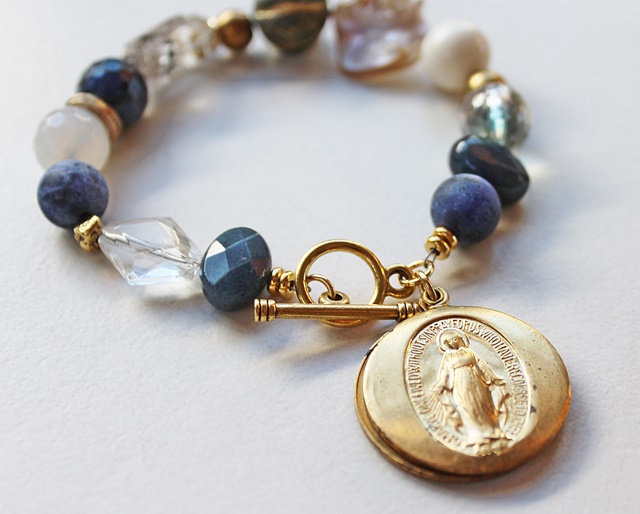 Mixed Gem and Glass Bracelet - The Lord's Prayer Bracelet