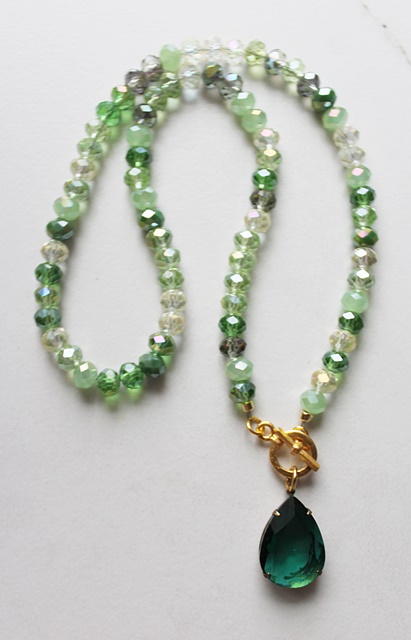 Czech Glass and Vintage Cabachon Necklace - The Shannon Necklace