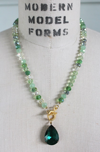 Czech Glass and Vintage Cabachon Necklace - The Shannon Necklace
