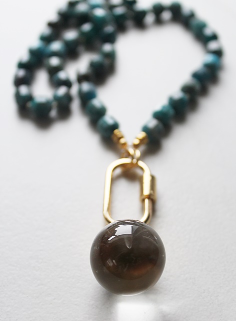 Apatite and Clear Quartz Pendant - The Skye Necklace