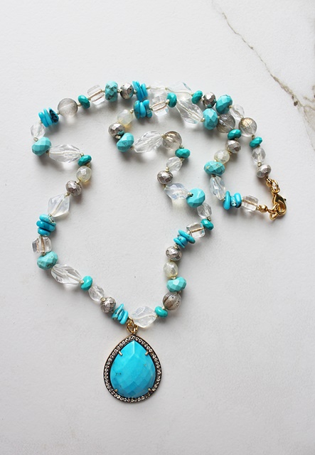 Turquoise and Mixed Gem Necklace - The December Necklace