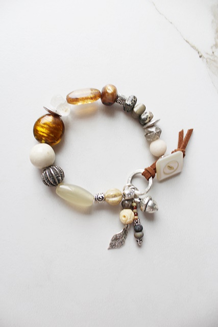 Fresh Water Pearl, Agate, Citrine, Czech Glass Bracelet - The Autumnal Bracelet