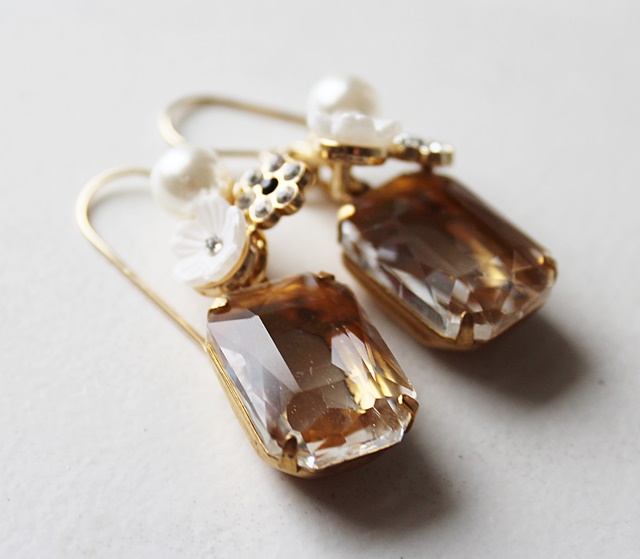 Vintage Cabachon and Florette Cluster Earrings - The Gwen Earrings