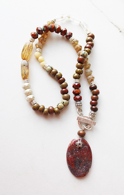 Mixed Glass and Agate Necklace - The Siera Necklace
