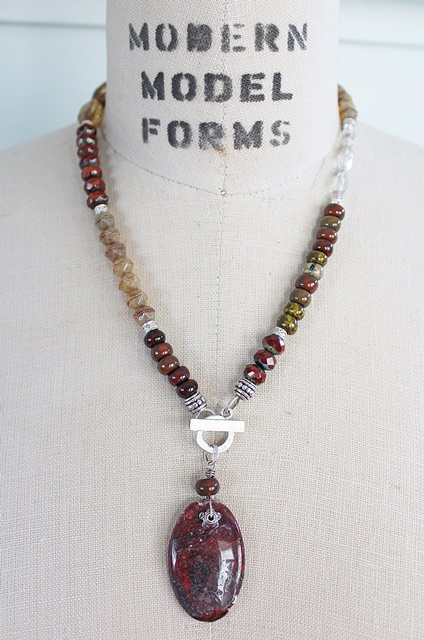 Mixed Glass and Agate Necklace - The Siera Necklace