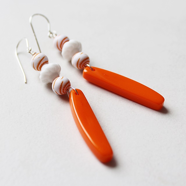 Lucite and Glass Orange Earrings - The Juicy Earrings