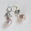 Silver Leaf and Baroque Pearl Earrings - The Begonia Earrings