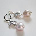 Silver Leaf and Baroque Pearl Earrings - The Begonia Earrings
