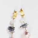 Iolite, Baroque Pearl, and Moonstone Post Earrings - The Julianne Earrings