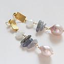 Iolite, Baroque Pearl, and Moonstone Post Earrings - The Julianne Earrings