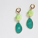 Lime Magnesite and Turquoise Slab Earrings - The Largo Earrings