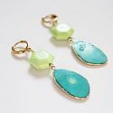 Lime Magnesite and Turquoise Slab Earrings - The Largo Earrings