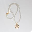 White Zircon and Gold Pendant Necklace - The Luna Necklace