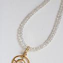White Zircon and Gold Pendant Necklace - The Luna Necklace