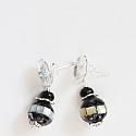MOP Shell Mosaic and Onyx Post Earrings - The Sophie Earrings