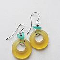 Yellow Hoop Beach Glass Earrings - The Sunshine Earrings