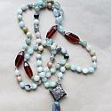 Smooth Amazonite and Agate Pendant Necklace - The Yuma Necklace