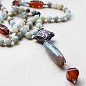 Smooth Amazonite and Agate Pendant Necklace - The Phoenix Necklace