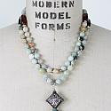 Smooth Amazonite and Agate Pendant Necklace - The Yuma Necklace