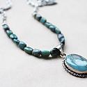 Larimar and Sterling Silver Pendant Necklace - The Jen Necklace