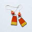 Handmade Enamel Candy Corn Earrings