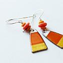 Handmade Enamel Candy Corn Earrings