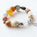 Mixed Gem and Glass Stretch Bracelet - Falling Leaves Bracelet