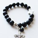 Black Onyx and Sterling Silver Stretch Bracelet - The Mercy Bracelet