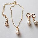 Vintage Japanese Pearls and CZ's Necklace and Earrings - The Hannah Necklace/Earrings