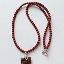 Agate Pendant and Matte Red Jasper Necklace - The Reva Necklace