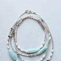 Amazonite, Cane, Mercury Glass Necklace or Wrap Bracelet - The Tara Necklace