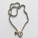 Sterling Silver Clad Ball Chain with Vintage Rhinestone Cross and Gold Heart Necklace - The Hope Necklace