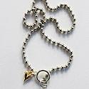 Sterling Silver Clad Ball Chain with Vintage Rhinestone Cross and Gold Heart Necklace - The Hope Necklace
