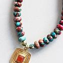 Sea Sediment and Carnelian Pendant Necklace - The Harvest Necklace