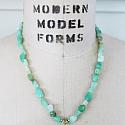Chrysoprace and Slab Moonstone Necklace - The Meghan Necklace