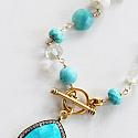 Mixed Turquoise and Glass with CZ Pendant - The Lexi Necklace