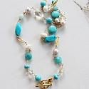 Mixed Turquoise and Glass with CZ Pendant - The Lexi Necklace