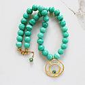 Vintage Japanese Cherry Glass and Gold Stone Pendant - The Fallon Necklace