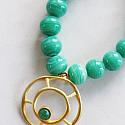 Vintage Japanese Cherry Glass and Gold Stone Pendant - The Fallon Necklace