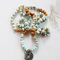 Amazonite and Agate Long Layering Necklace - The Amelia Necklace