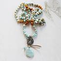 Amazonite and Agate Long Layering Necklace - The Amelia Necklace