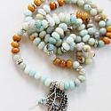 Amazonite and Agate Long Layering Necklace - The Amelia Necklace