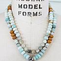 Amazonite and Agate Long Layering Necklace - The Amelia Necklace