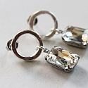 Simple Silver Glass Cabachon Earrings - The Cassie Earrings