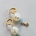 Mother of Pearl, Aquamarine, and Moonstone Drop Earrings - The Anne Marie Earrings