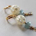 Mother of Pearl, Aquamarine, and Moonstone Drop Earrings - The Anne Marie Earrings