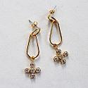 Gold Post Style Earrings with CZ Cross - The Grace Earrings
